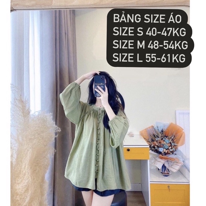 Áo Sơ Mi Xanh Cốm Cúc Bọc