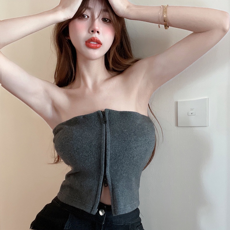 Áo Ống Không Tay Có Khóa Kéo Thiết Kế Thời Trang