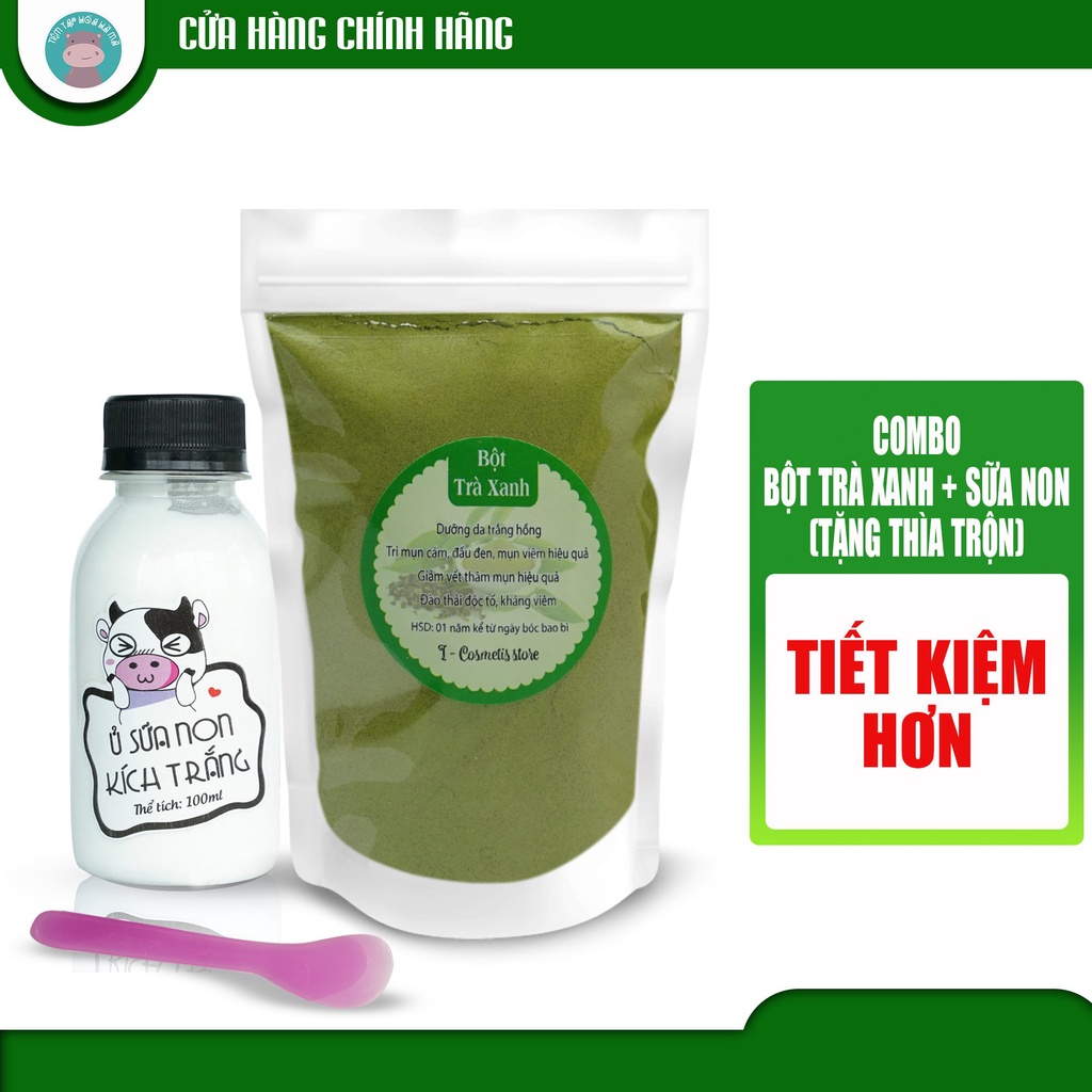 Combo bột trà xanh + sữa non + que đắp mặt