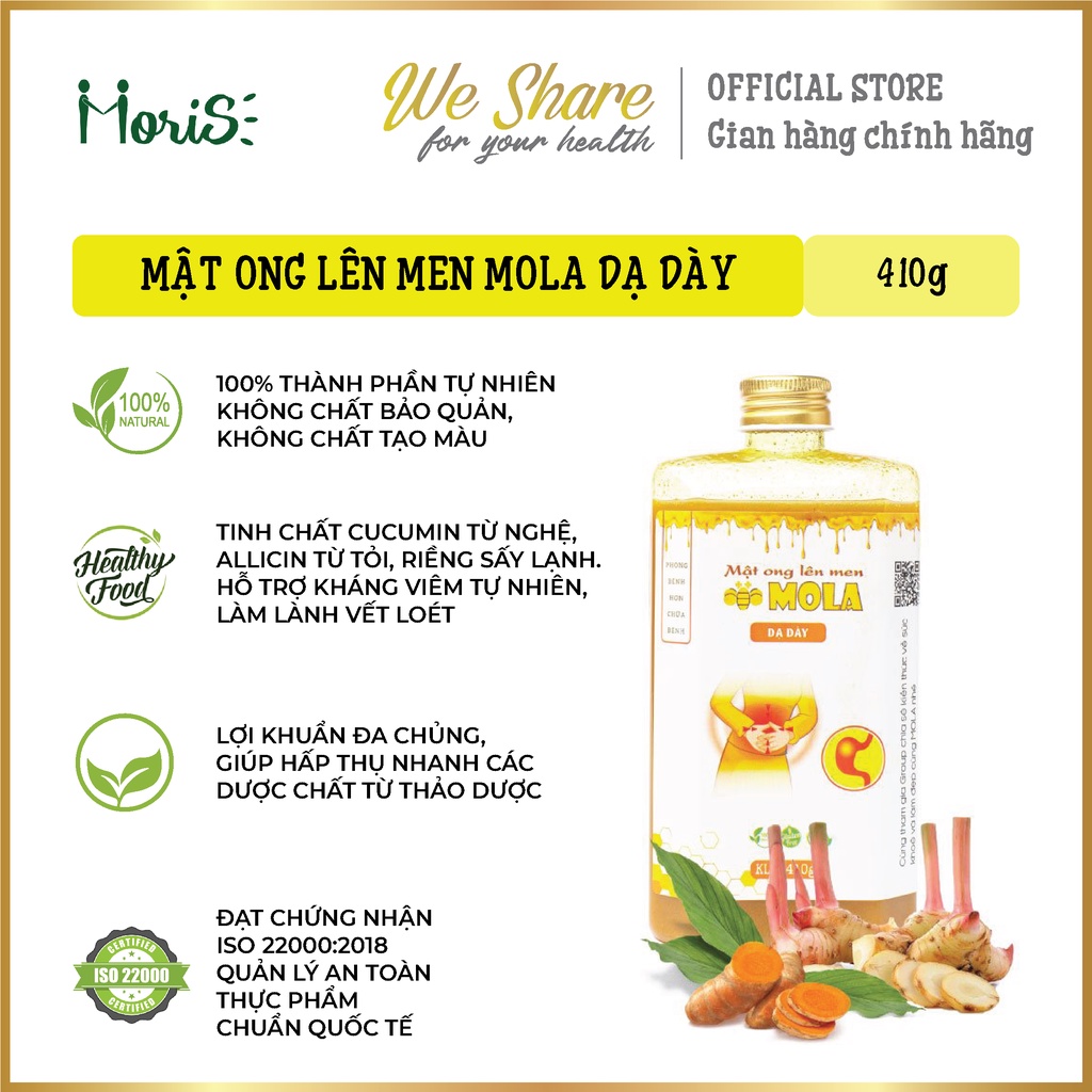 Mật ong lên men MOLA Nghệ riềng chai 410gr