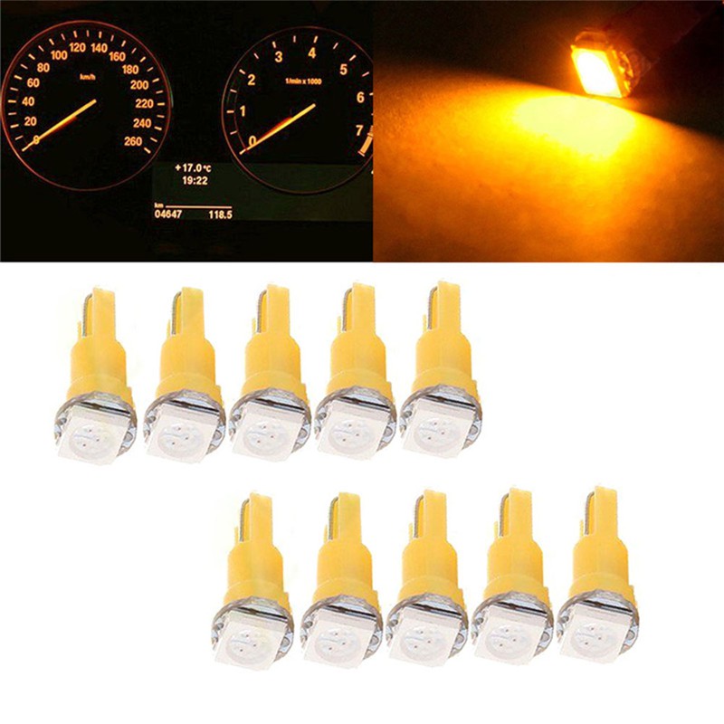 Set 10 bóng đèn led T5 5050 1SMD gắn trang trí bảng đồng hồ xe ô tô