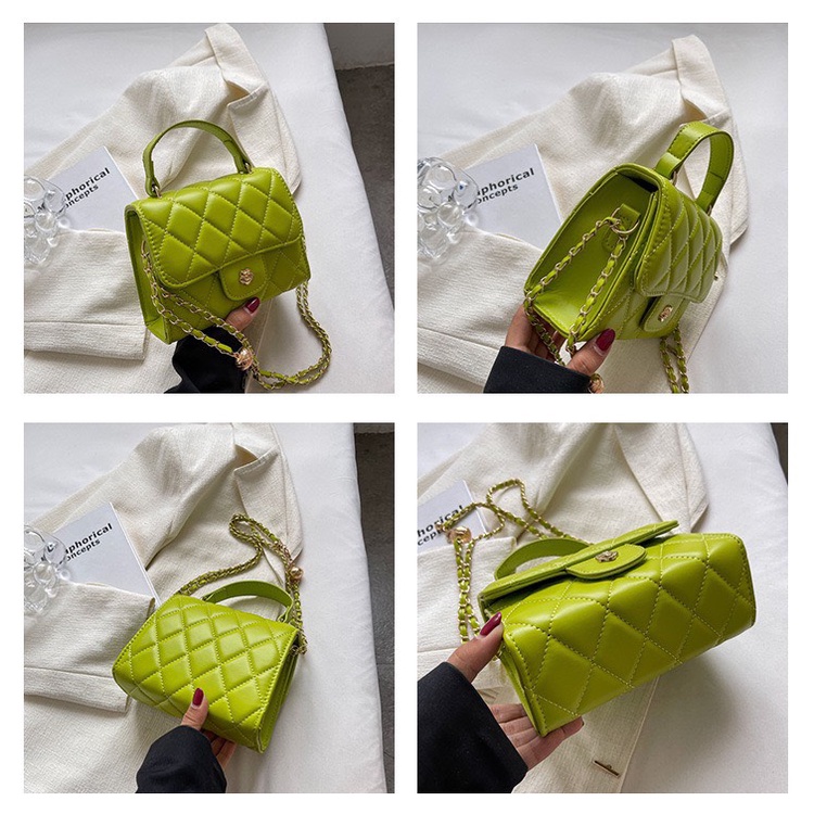 Túi đeo chéo nữ, Túi đeo vai da nắp gập da quả trám màu sắc basic dây điều chỉnh dễ phối đồ