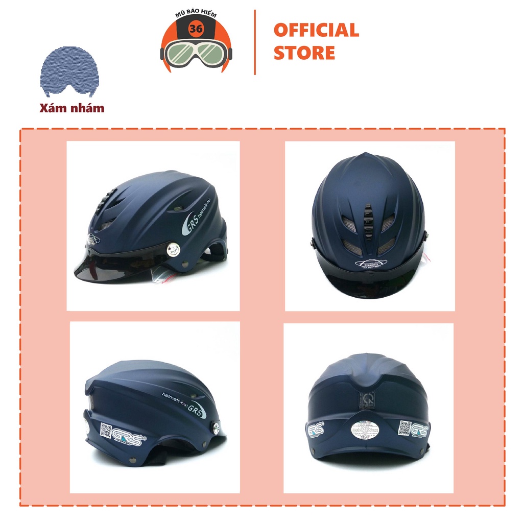 Mũ bảo hiểm không kính GRS A760T (xanh tím than nhám)