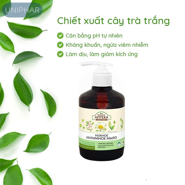 Dung dịch vệ sinh Zelenaya Apteka Gel - Vệ sinh vùng kín phụ nữ, cân bằng pH vùng kín dạng Gel Anteka 370ml (CÓ CHE TÊN)