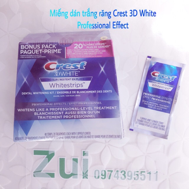 Hộp 20 miếng dán trắng răng Crest 3D White Professional
