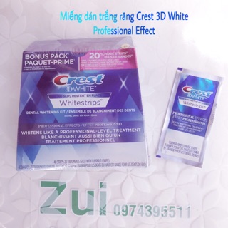 Hộp 20 miếng dán trắng răng Crest 3D White Professional