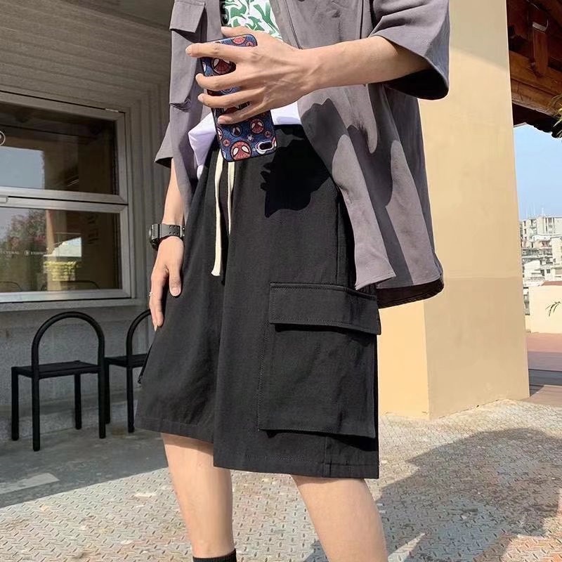 Quần Short Dáng Rộng Phối Túi Lớn Phong Cách Hip Hop Hàn Quốc Thời Trang Mùa Hè Cho Nam Size M-3XL