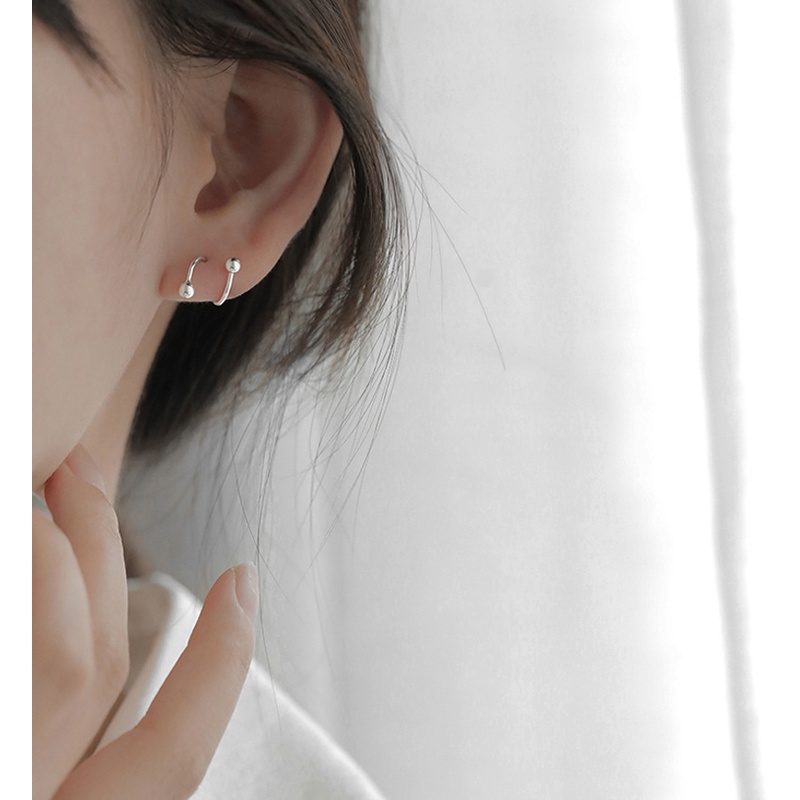 Khuyên tai nữ bạc ý 925 xỏ tai kiểu đơn giản cá tính bạc thật trang sức BẠC HIỂU MINH HT288