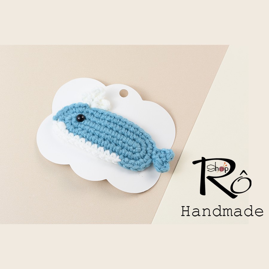 Kẹp tóc cute hình con vật, kẹp tóc bằng len hình cá heo bơi lượn 6.5cm [Ảnh thật+Hàng sẵn]
