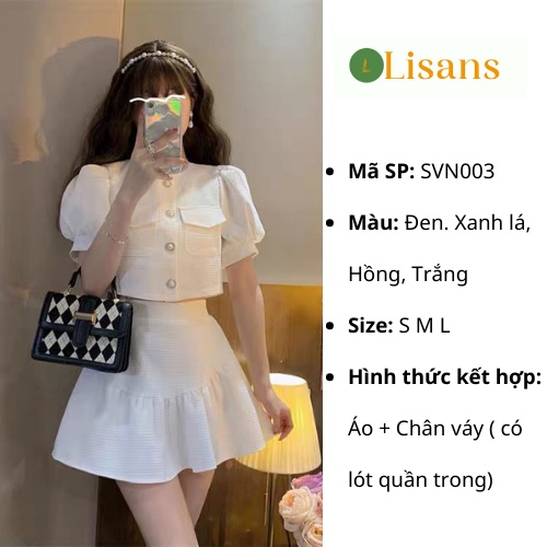 Set váy nữ Hàn Quốc mùa hè sang chảnh croptop đi chơi cute bánh bèo tiểu thư SVN003