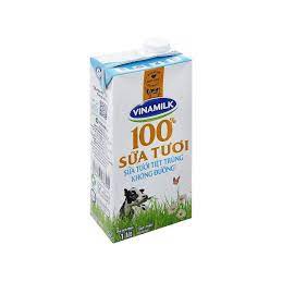 SỮA TƯƠI TIỆT TRÙNG VINAMILK 100% KHÔNG ĐƯỜNG - HỘP 1L