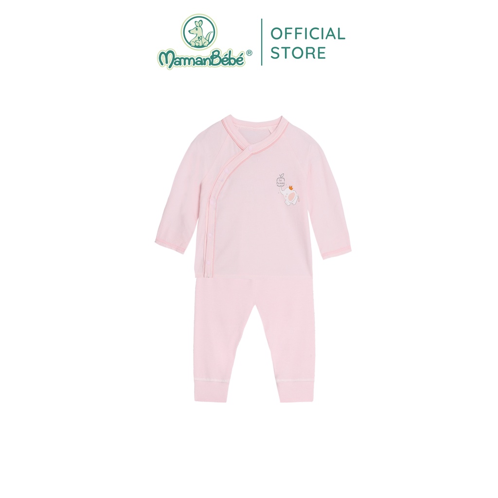 Bộ đồ dài tay La Pomme cúc lệch chú voi Dumbo - Hồng