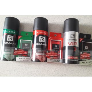 (Tặng kèm nước hoa bỏ túi 18ml) - Xịt Ngăn Mùi Toàn Thân Romano 150ml