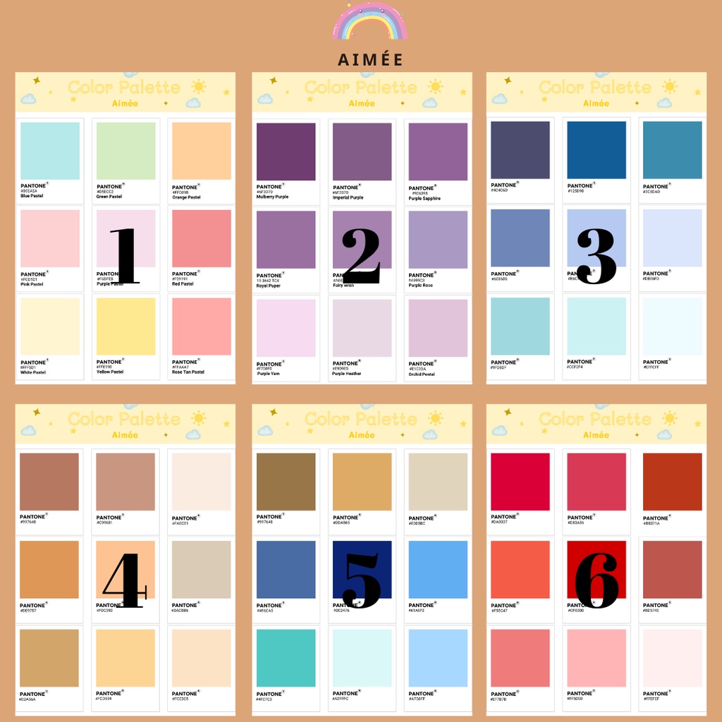 Sticker color palette trang trí bullet journal | Aimée