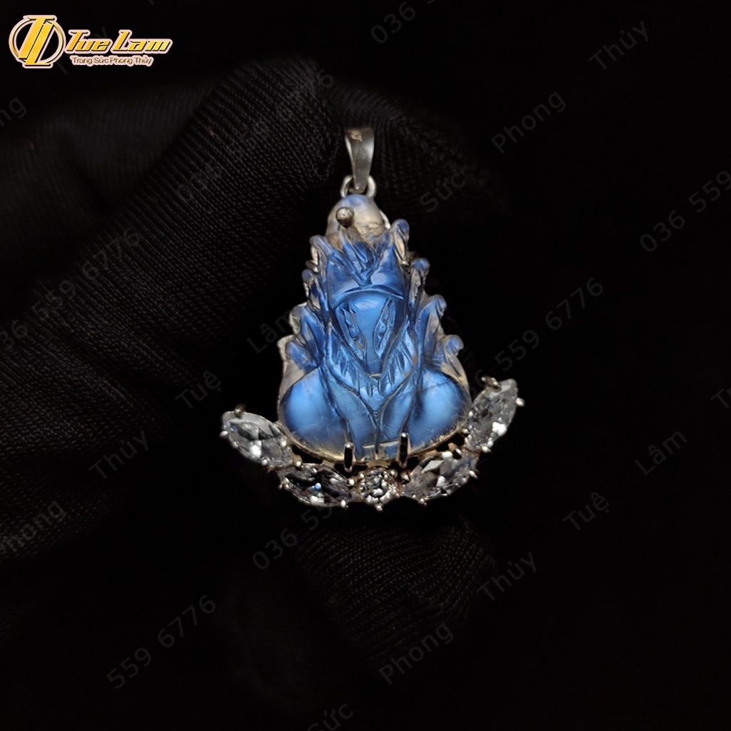 Mặt dây chuyền nữ hồ ly chúa trợ duyên moonstone bọc bọc hợp mệnh may mắn - Tuệ Lâm