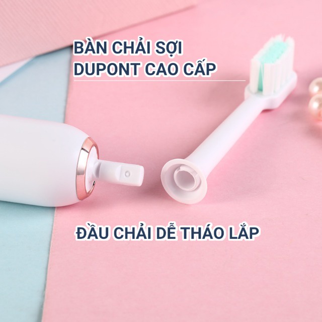 Bàn Chải Điện Đánh Răng Sonic Sợi Dupont Cao Cấp Làm Sạch Sâu Làm Trắng Răng Tự Nhiên 518A