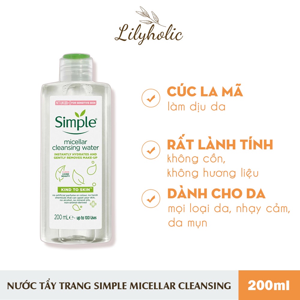 Nước Tẩy Trang Simple Micellar Cleansing Water 200ml