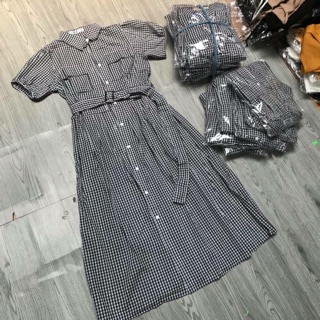 Váy maxi kẻ caro tay bồng (KÈM ẢNH THẬT) (GIÁ TỐT)