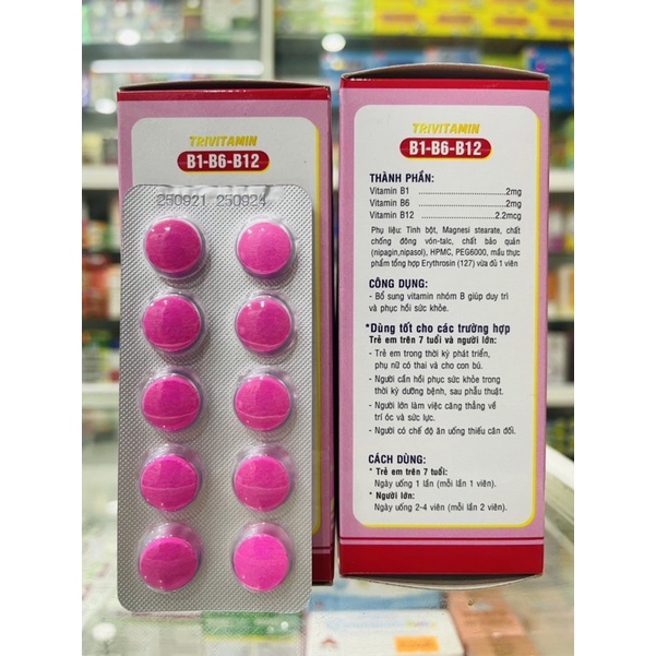 Trivitamin B1 - B6 - B12  bổ sung Vitamin nhóm B giúp duy trì và phục hồi sức khoẻ