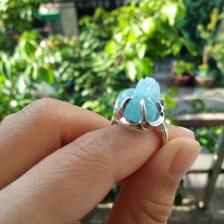 Nhẫn bạc tỳ hưu aquamarin
