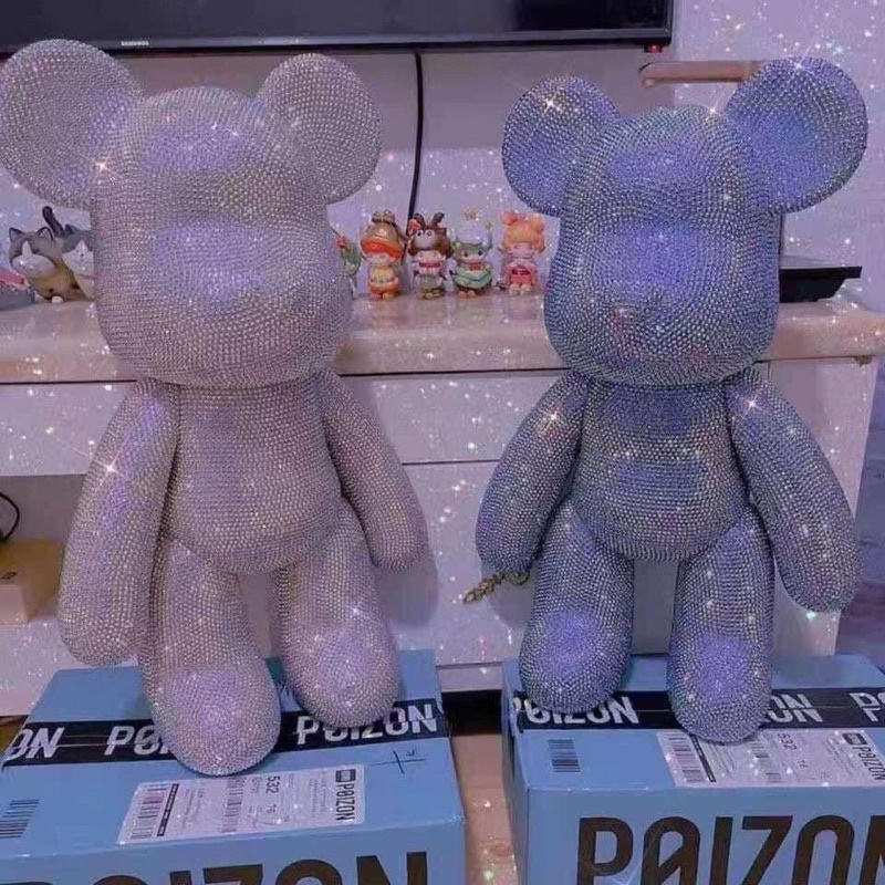 Gấu đính đá Bearbrick handmade size 23cm - Full Phụ Kiện