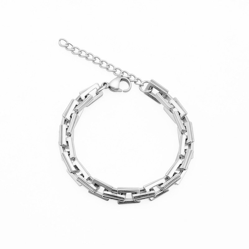 Lắc tay titan xích chữ nhật kép không gỉ UB04