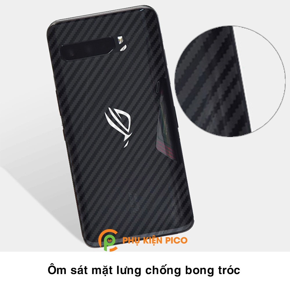 Dán lưng Rog Phone 3 / Rog Phone 2 vân Carbon 3D tản nhiệt tốt - Dán lưng vân Carbon Asus Rog Phone