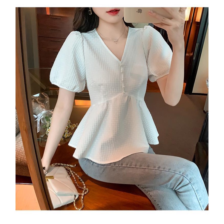 Áo chiffon Nữ Ngắn Tay Phong Cách Phương Tây Thời Trang Mùa Hè