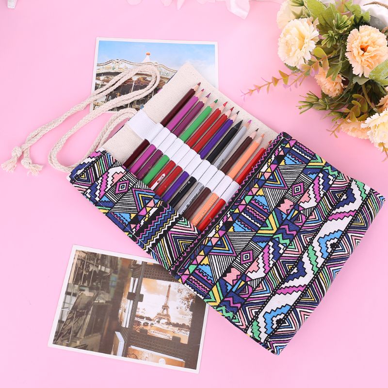 Túi Cuộn Canvas Đựng Bút Chì Vẽ Phác Thảo Tiện Dụng