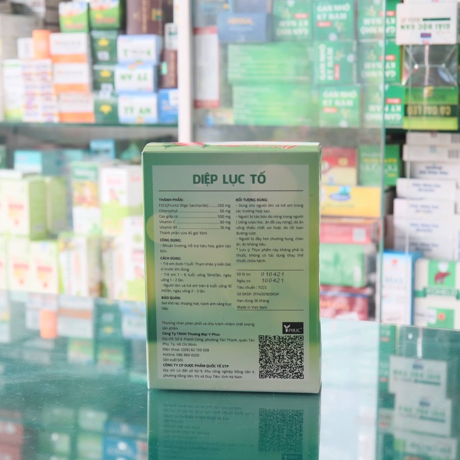 Diệp Lục Tố YPhuc- Hỗ trợ tốt cho hệ tiêu hóa, giảm táo bón, bổ xung chất xơ, kích thích hệ tiêu hóa (hộp 15 gói)