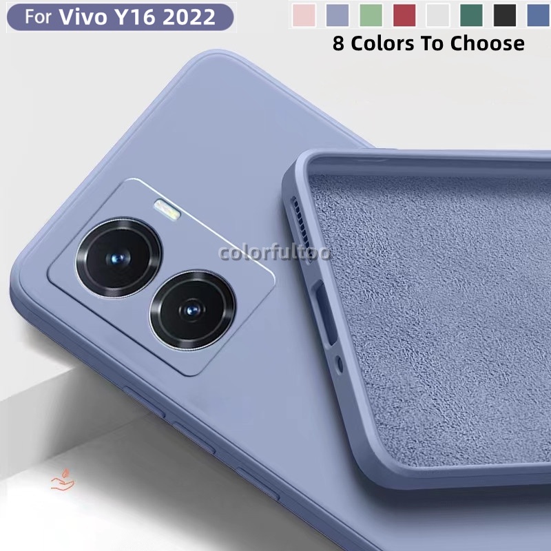 Ốp Điện Thoại Silicone Mềm Màu Trơn Dạng Lỏng Bảo Vệ Camera Cho Vivo Y16 Y 16 VivoY16 2022