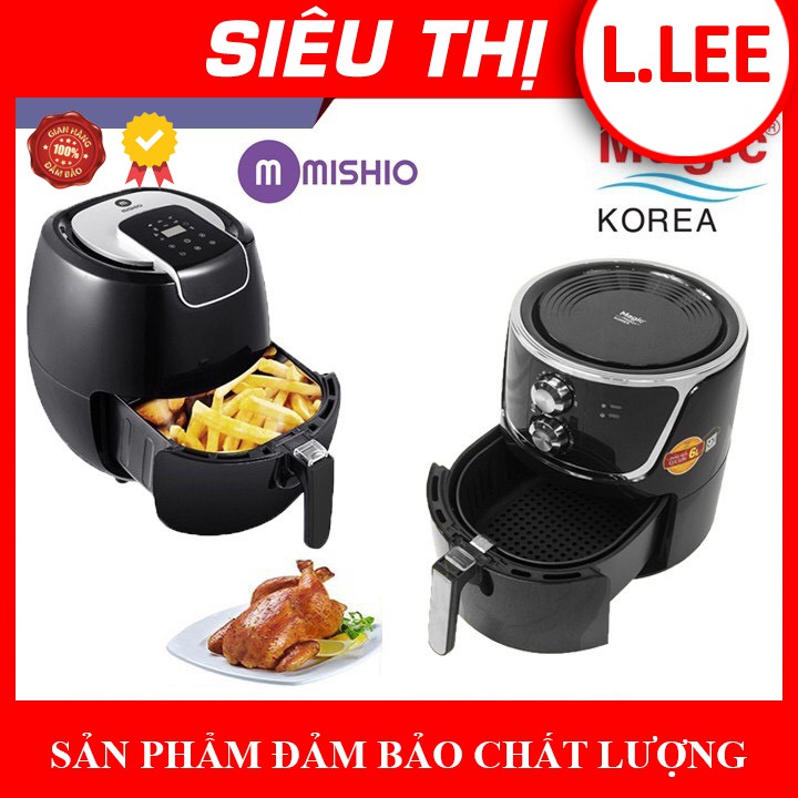 Nồi chiên không dầu điện tử MISHIO MK-165 5.5L chống dính công suất 1800W và Nồi chiên không dầu MAGIC KOREA A801 6L