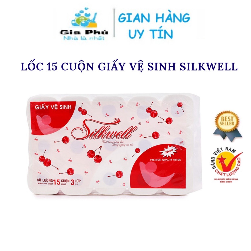 Lốc 15 cuộn giấy vệ sinh Silkwell 3 lớp Gia Phú