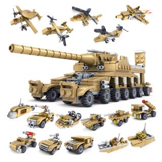 Bộ đồ chơi lắp ráp tương thích với Lego 544 miếng 16 trong 1 mô phỏng xe tăng/máy bay quân sự