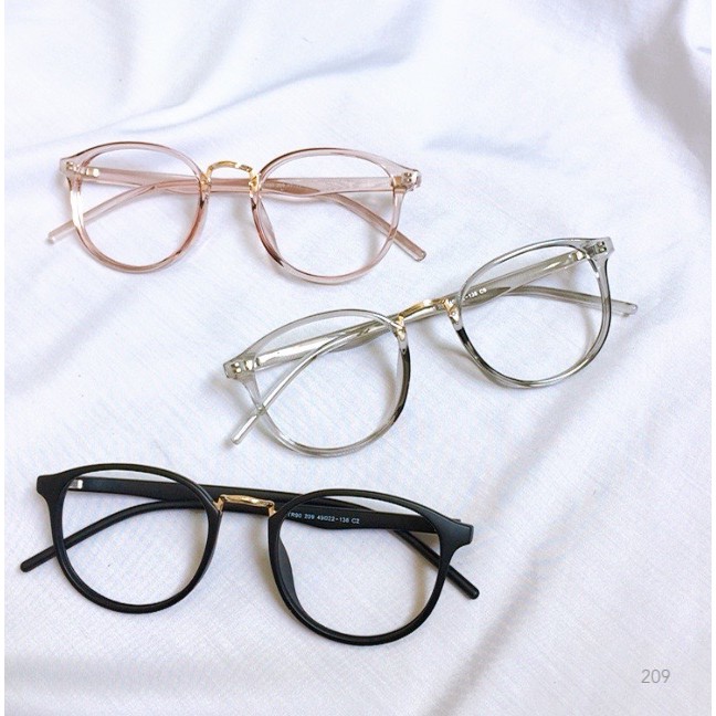 Gọng kính tròn nhựa dẻo 209 nhận cắt Tròng Cận Viễn Loạn