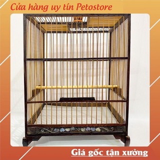 Lồng chim lồng chào mào lồng vuông chào mào khảm trai khung gỗ nan trúc chắc chắn có móc + nậm
