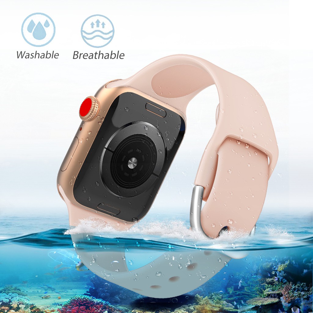 Dây Đeo Silicone Thoáng Khí Cho Đồng Hồ Thông Minh Apple Watch Series 6 / 5 / 4 / 3 / 2 / 1 / Se 38mm 40mm 42mm 44mm