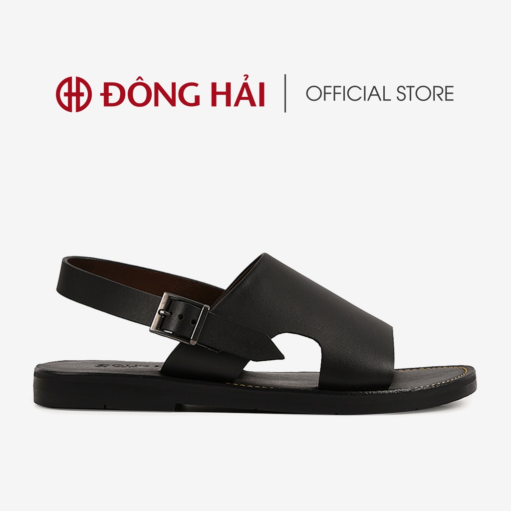 Giày Sandal nam Đông Hải da bò cao cấp bản ngang khóa kim loại dễ điều  chỉnh - S1812