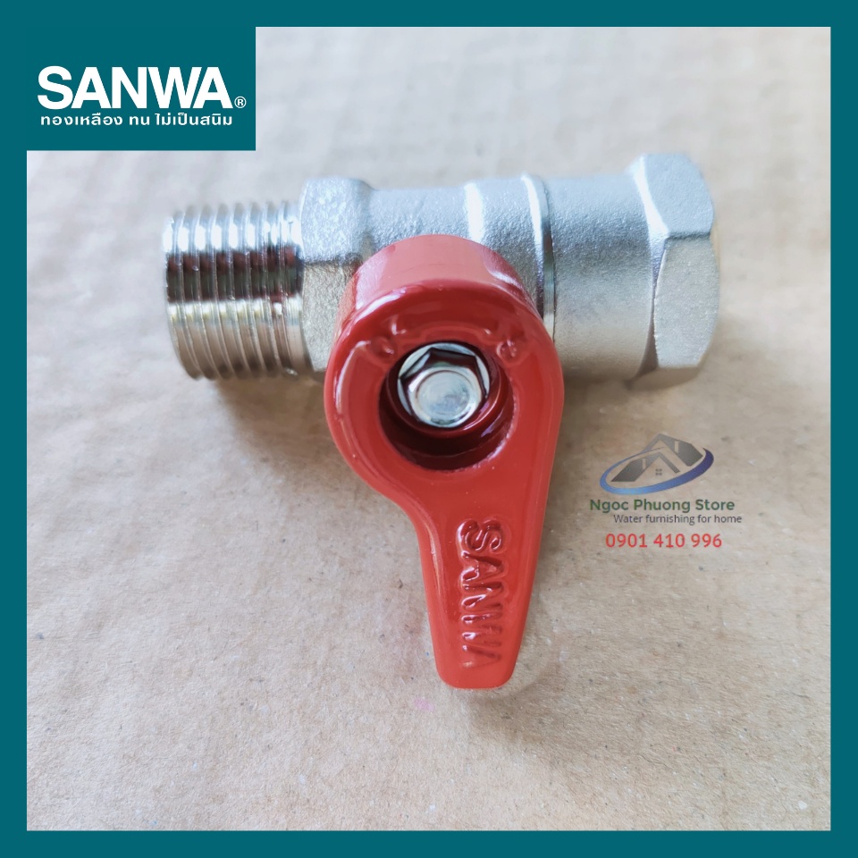 Van khóa, van bi Sanwa Thái Lan 1 ren trong ren ngoài 1/2"  BV15MF