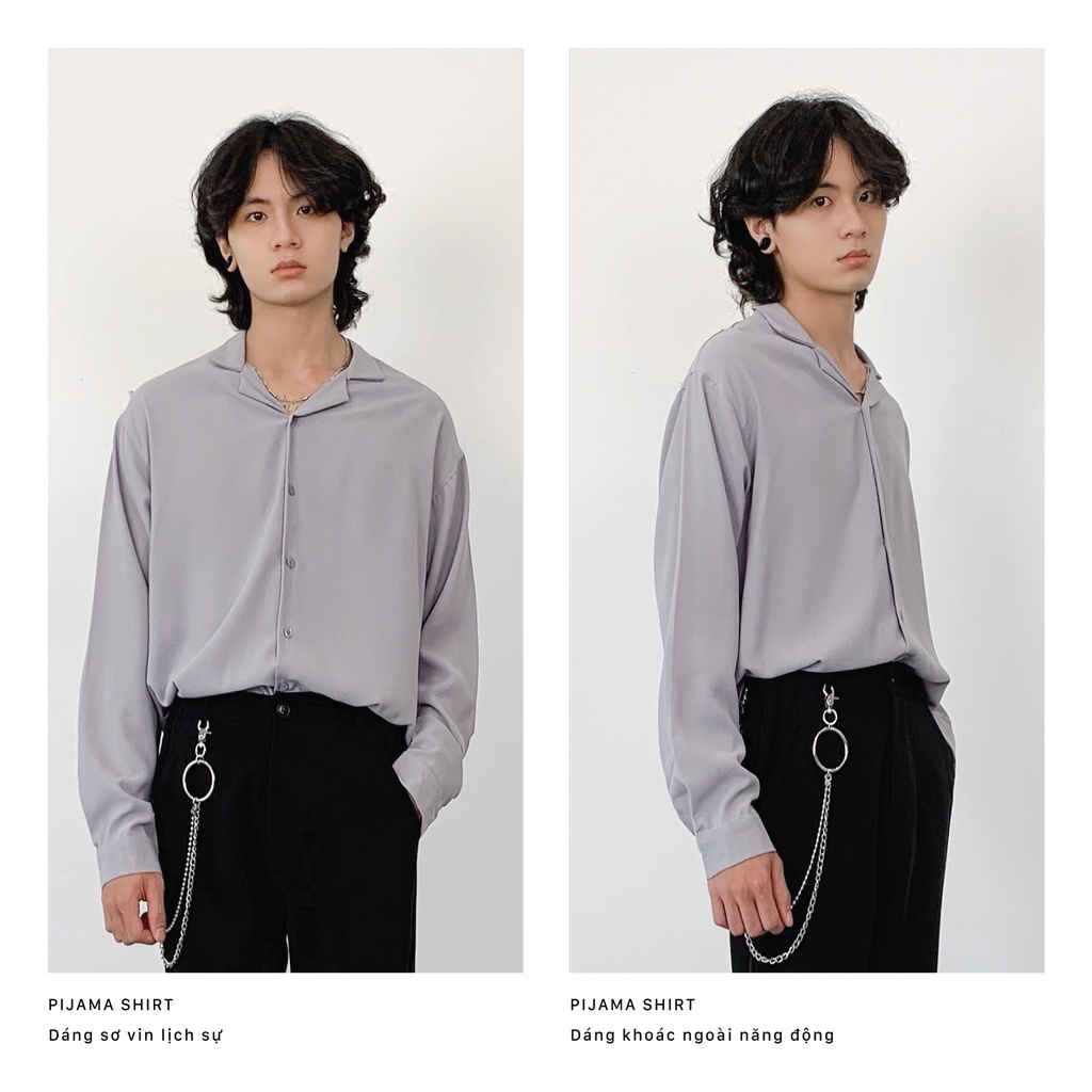 Áo sơ mi local brand Pijama dài tay City Cycle vải đũi form rộng nam nữ oversize unisex