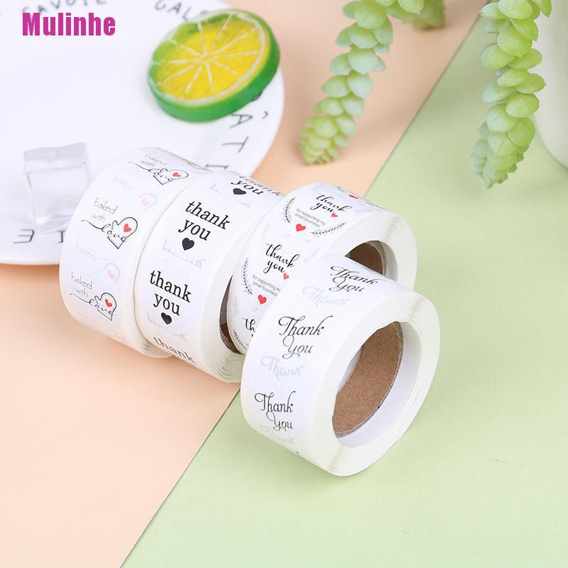 Cuộn 500 Nhãn Dán Niêm Phong Bao Bì Hình Tròn In Chữ THANK YOU Độc Đáo Tiện Dụng
