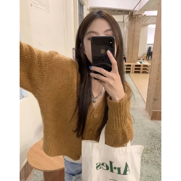 Áo len cardigan nữ dáng ngắn áo len trơ basic