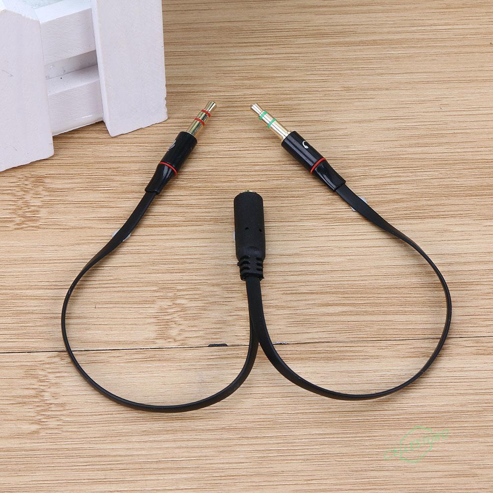 CS 3.5mm 1 to 2 Audio Cable Single-hole Computer Headphone Mic Adapter