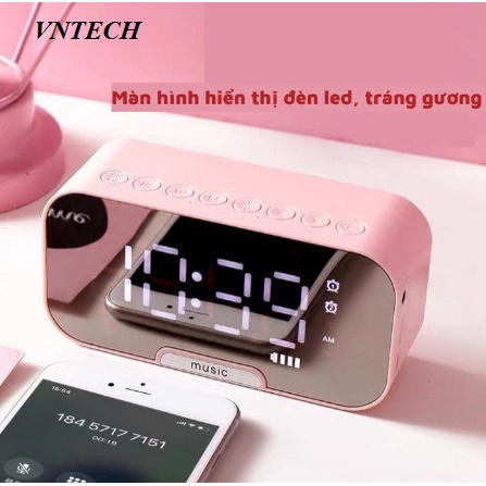 Loa Bluetooth Đồng Hồ G10 Cao Cấp, Kiêm Báo Thức, Đài FM, Màn Hình Led Tráng Gương