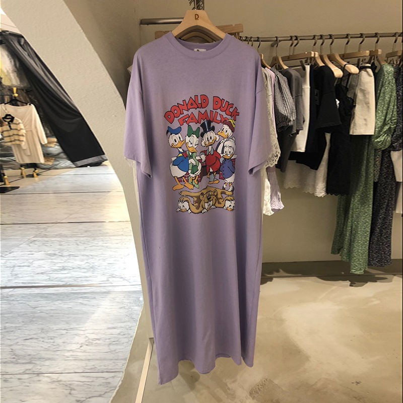 Đầm Thun Dài Quá Gối Tay Ngắn Dáng Rộng In Hình Chuột Mickey Thời Trang Mùa Hè Mới Dành Cho Nữ 100kg | BigBuy360 - bigbuy360.vn