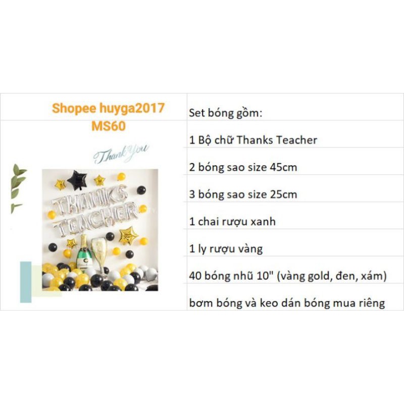 ( TẶNG KÈM BƠM KEO ) SET BÓNG NGÀY NHÀ GIÁO VIỆT NAM 20/11 TEACHER DAY