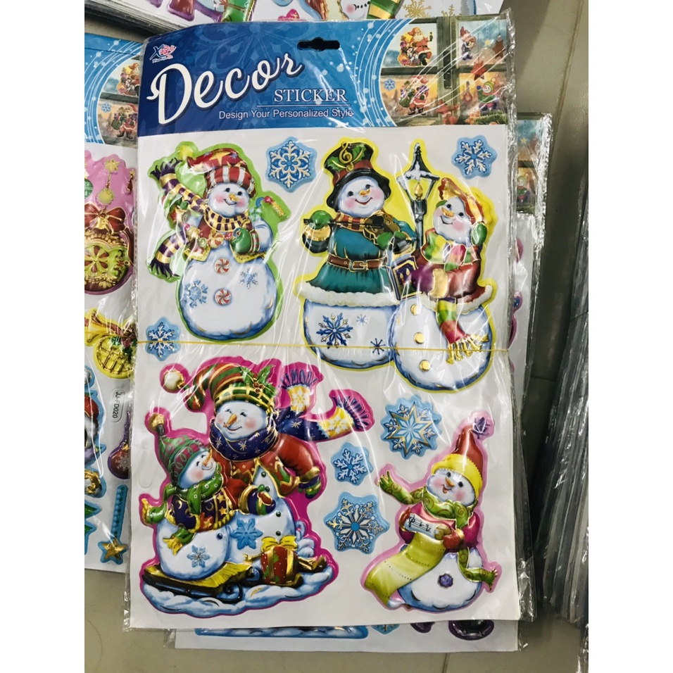 Sticker Noel, Người Tuyết, cây thông Noel nổi 3D cực xinh rang Trí Nghệ Thuật Mùa Giáng Sinh - VPP Brendo