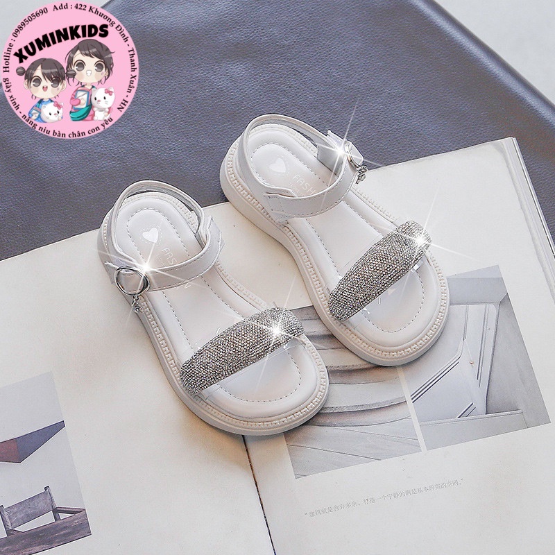 Dép sandal cho bé gái đính đá lấp lánh hàng Quảng Châu cao cấp cho bé từ 1 đến 12 tuổi
