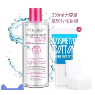 Nước tẩy trang chính hãng Maycreate 300ml tặng 50 bông tẩy trang