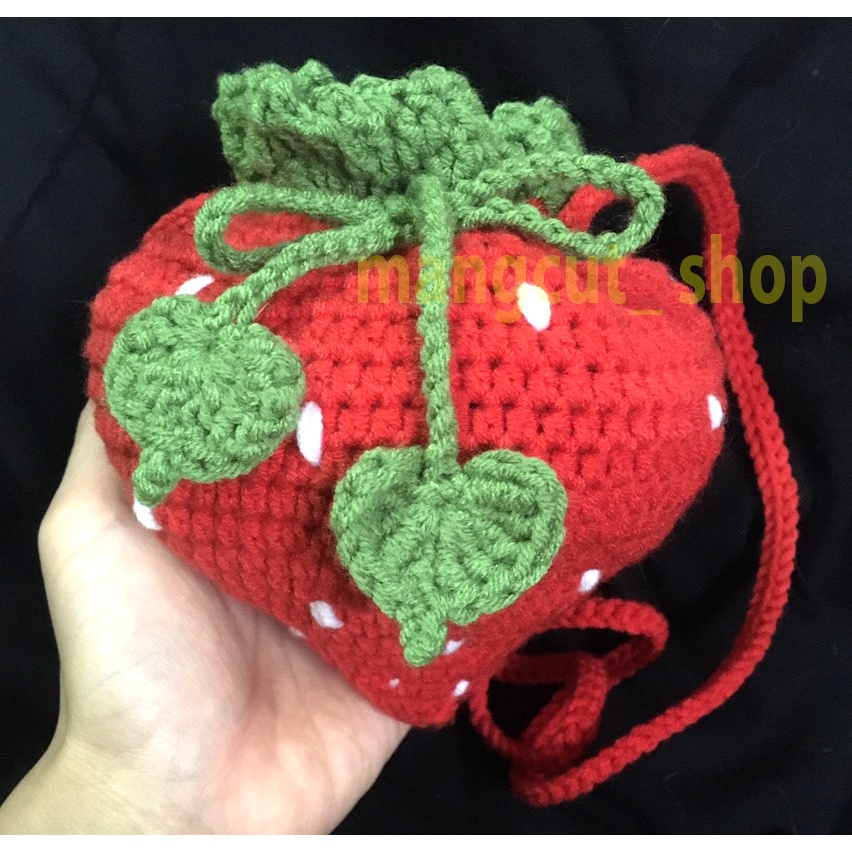 Túi đựng lì xì quả dâu tây cho bé siêu đáng yêu, túi len handmade